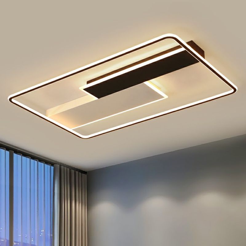 Rectangle Metal Flushmount Lighting Minimalistic Black-White Surface Mounted Led Ceiling Light