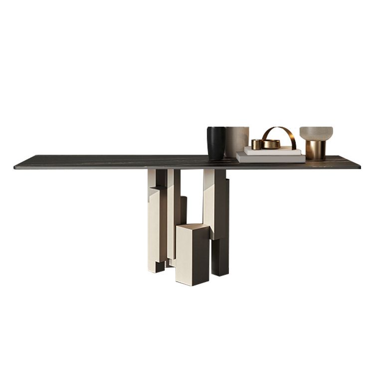 15" Wide Stone Contemporary Console Table Black Rectangle Sofa Table