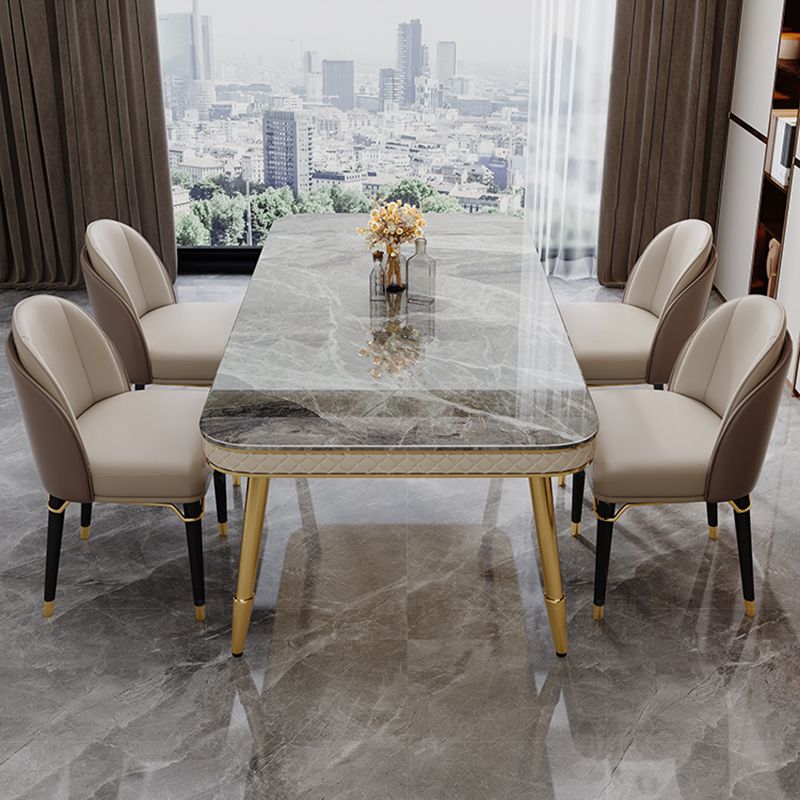 Luxury Kitchen Dinner Table Stone Rectangle 4 Legs Dining Table