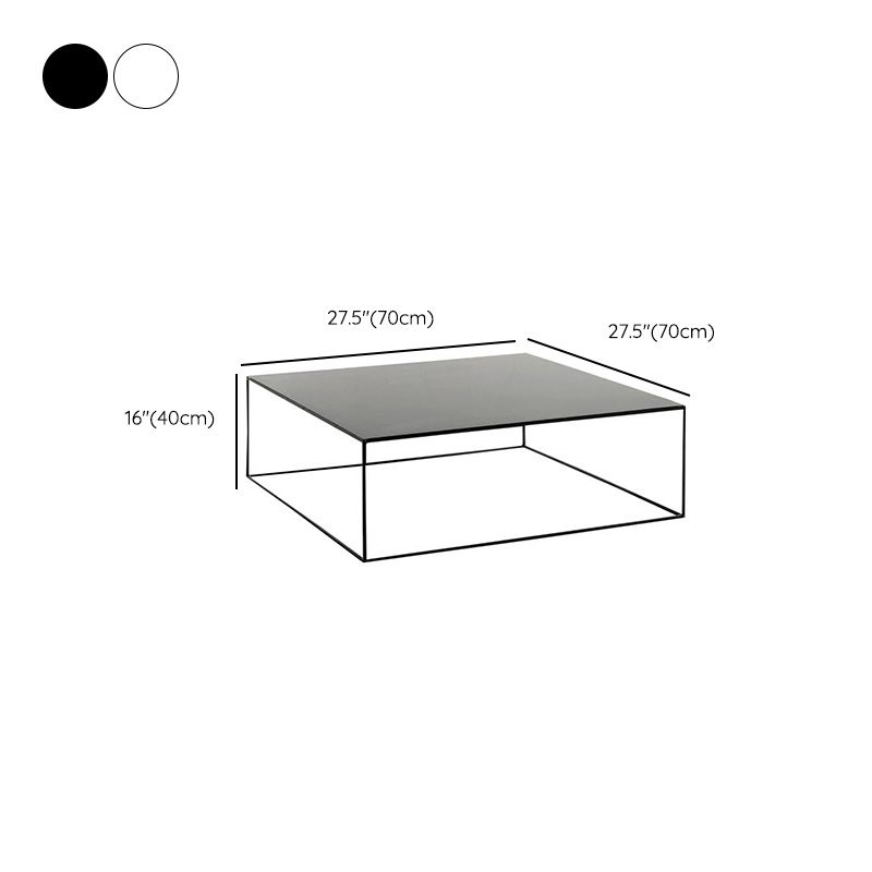 Mid-Century Modern Iron Square Coffee Table with Frame Base Coffee Table