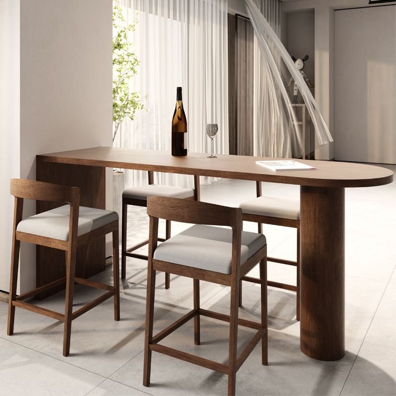 Solid Wood Bar Table Brown Dining Table for Kitchen Living Room