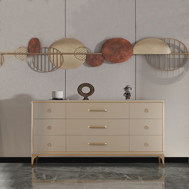 Classic Glam Horizontal Double Dresser Wood Storage Chest Dresser for Bedroom