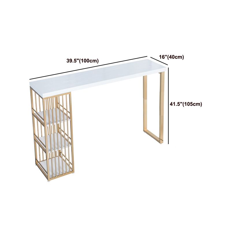 Glam 1/3 Pieces Bar Table Set Rectangle Wood Counter Table with High Stools for Cafe