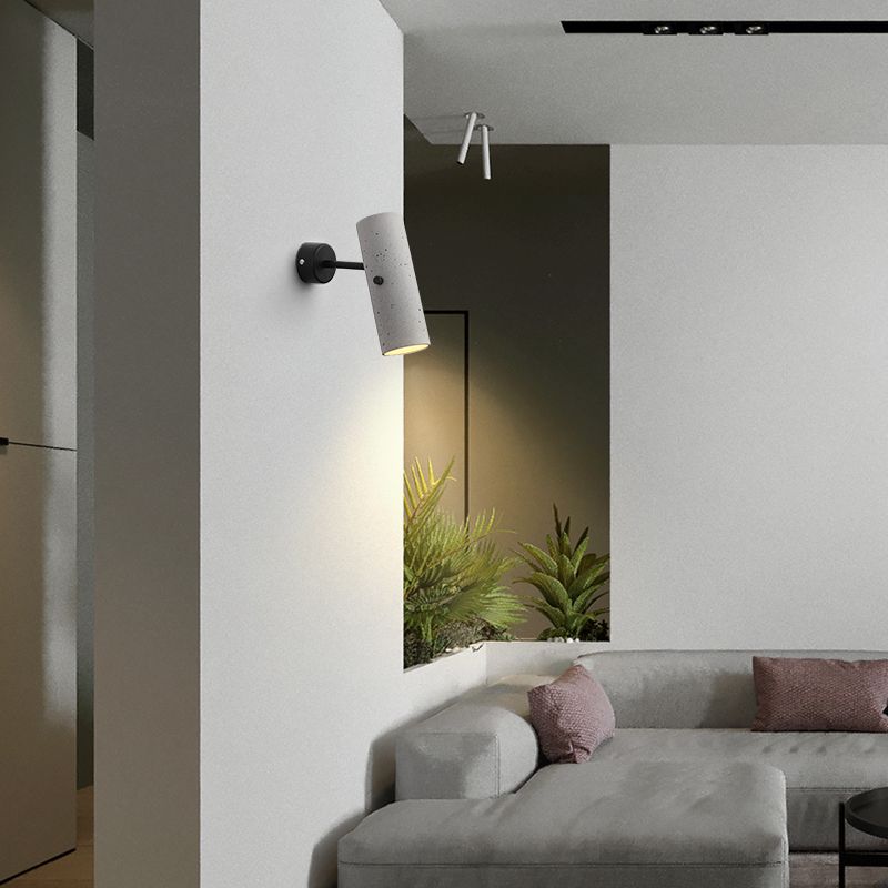 Luces de apliques de cilindro modernos Cemento Cemento de 1 luces de iluminación de pared para el baño