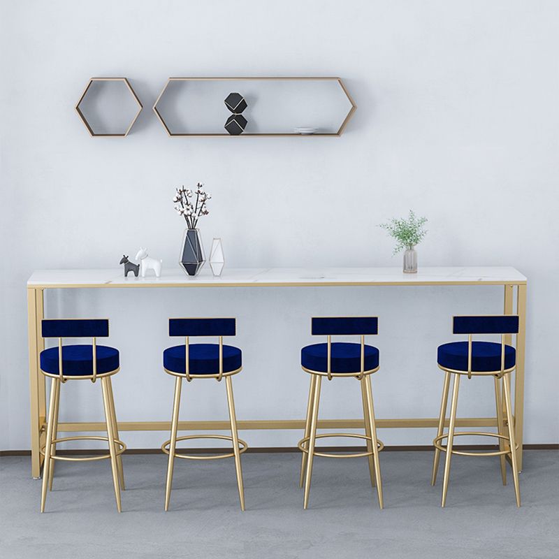 Contemporary Style Upholstered Counter Stool Bar-height Bar Stool with Metal Legs