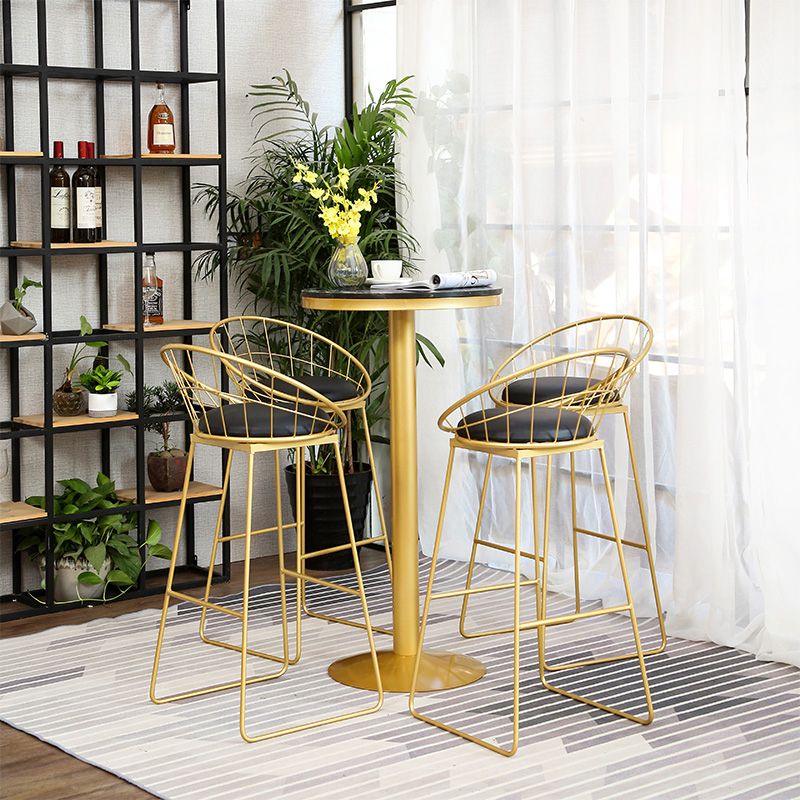 Glam 1/2/3/4/5 Pieces Round Bar Table Set Fixed Table Counter Set for Dining Room