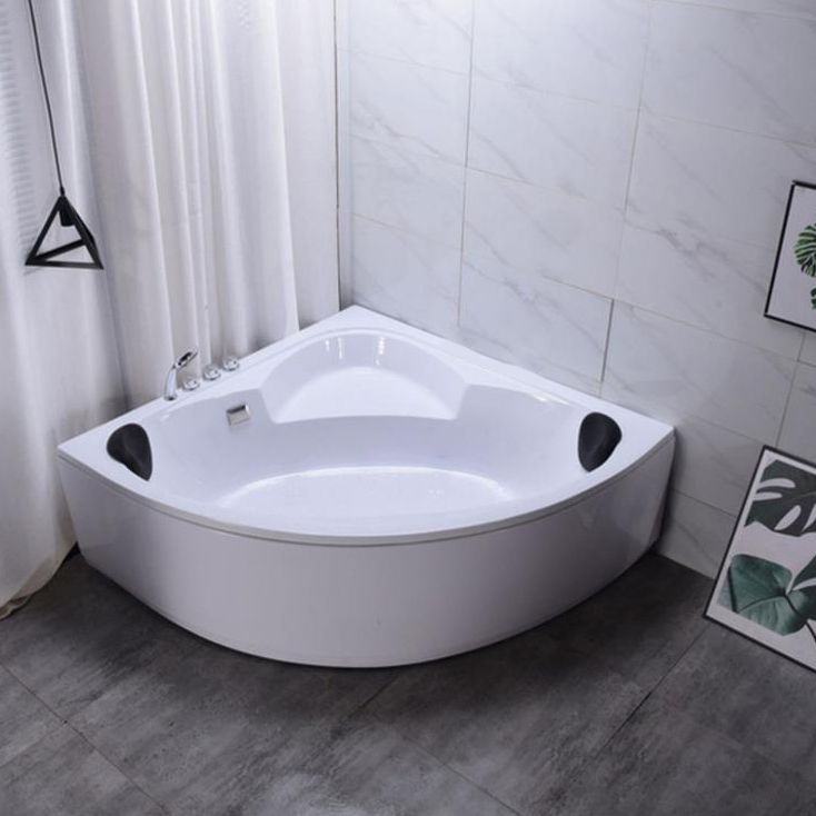 Acrylic Corner Soaking Bathtub Antique Finish Back to Wall Bath Tub