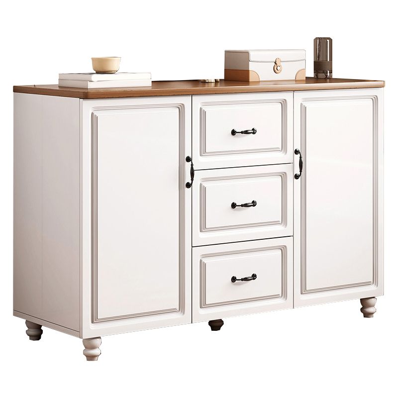 White Wood Accent Cabinet with Drawers 15.74" Wide Modern Standard Side Cabinet
