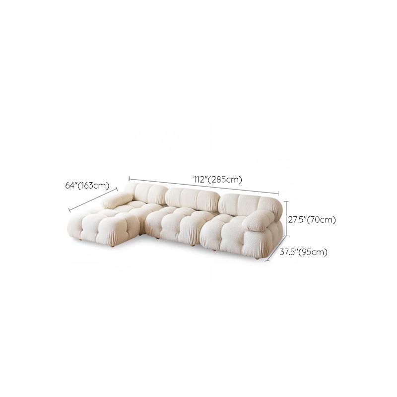 37" Wide Contemporary Sofa Fabric Tufted White Standard Seating