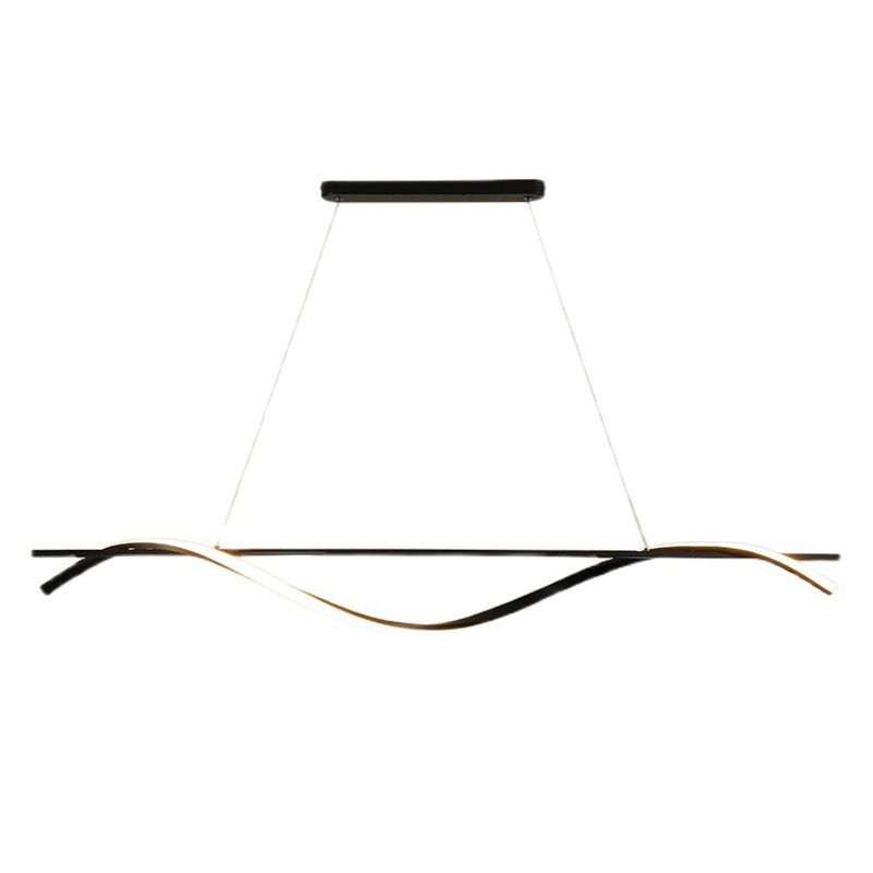 Metal Linear Pendant Light Kit Modern 1 Light Island Lights in Black