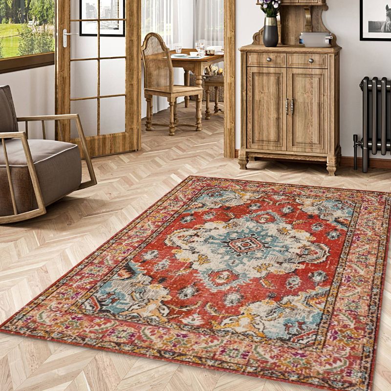 Grijs medaillon tapijt polyester vintage tapijt wasbaar tapijt voor woningdecoratie