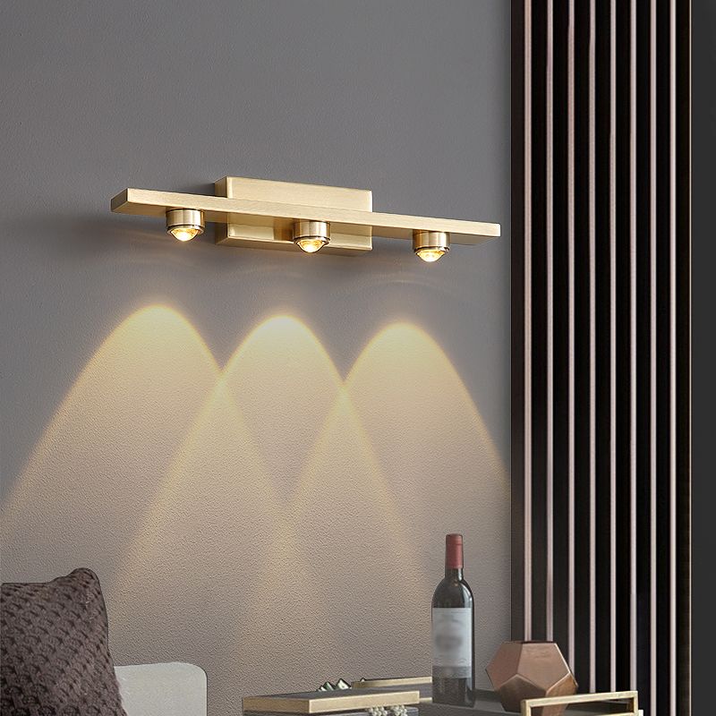 Modern Style Linear Shade Wall Sconce Metal Multi Lights Wall Mounted Lighting in Brass