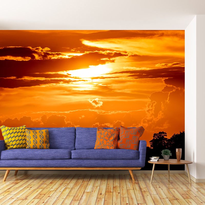 Horizontal Photography Sky Mural Soft Color Stain Resistant Wall Art for Home
