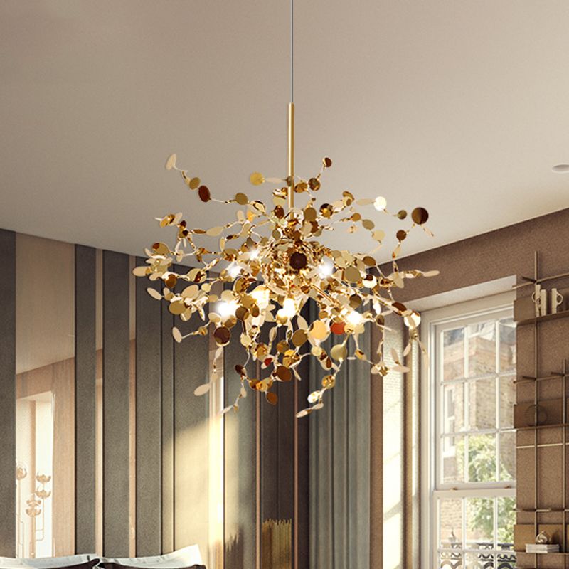 Starburst Pendant Light Modernism Metal LED Gold Hanging Ceiling Light for Living Room