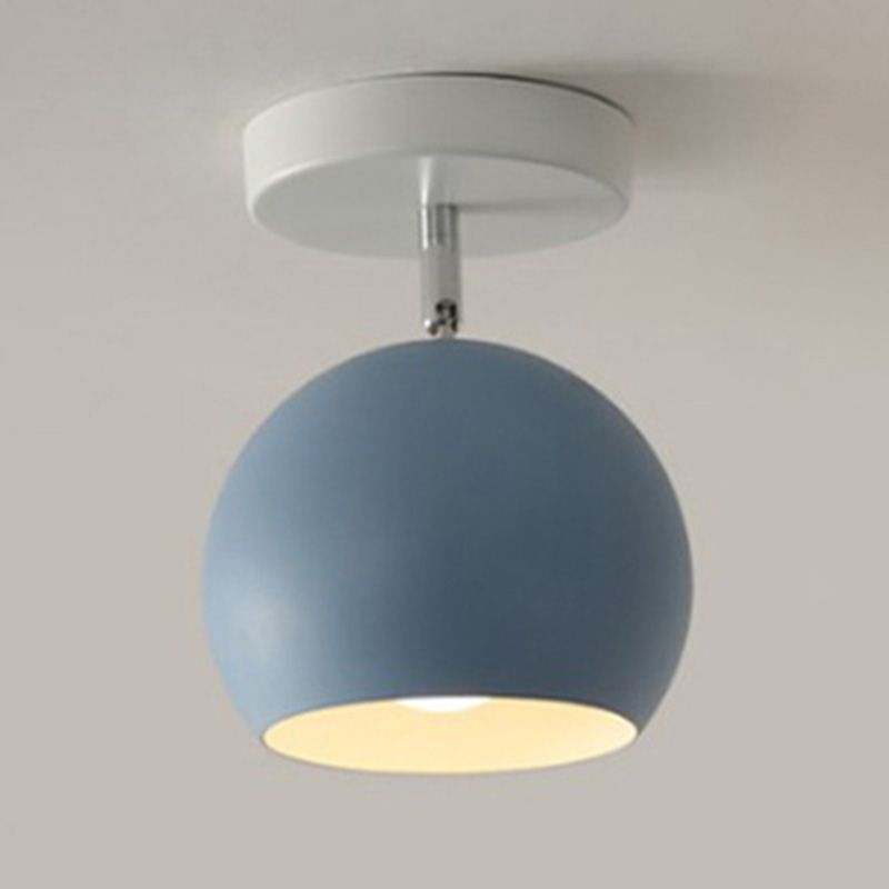 Colorful Macaron Semicircle Flush Mount Ceiling Light Metallic LED Lamp for Bedroom