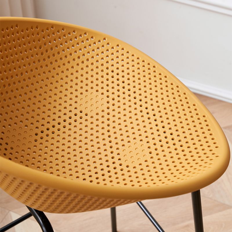 Nordic Backrest Counter Stool with Metal Base Plastic Armless Bar Chair with 4 Legs