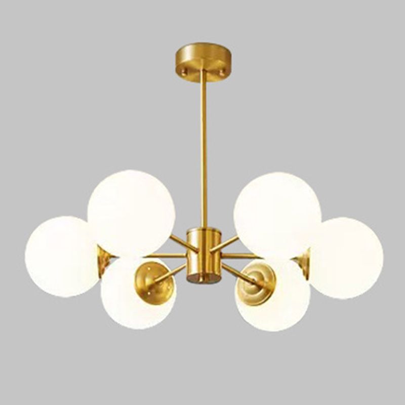 Post-Modern Metal Hanging Chandelier Light Glass Shade Ceiling Chandelier in Gold for Living Room