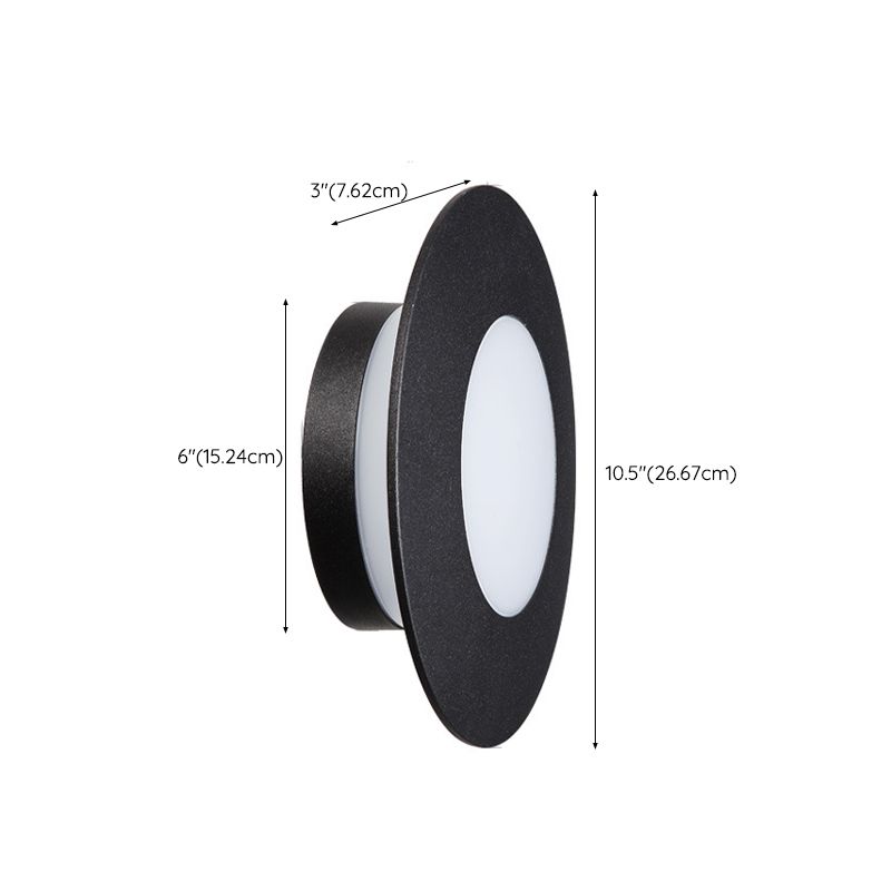 1 - Light Interior LED Wall Light Contemporary Round Black Wall Mount