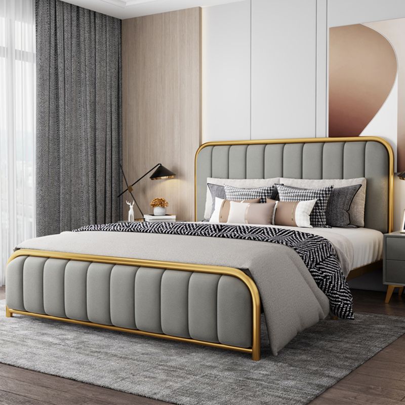 Glam Style Rectangular Headboard Standard Bed with Panel Headboard Bed