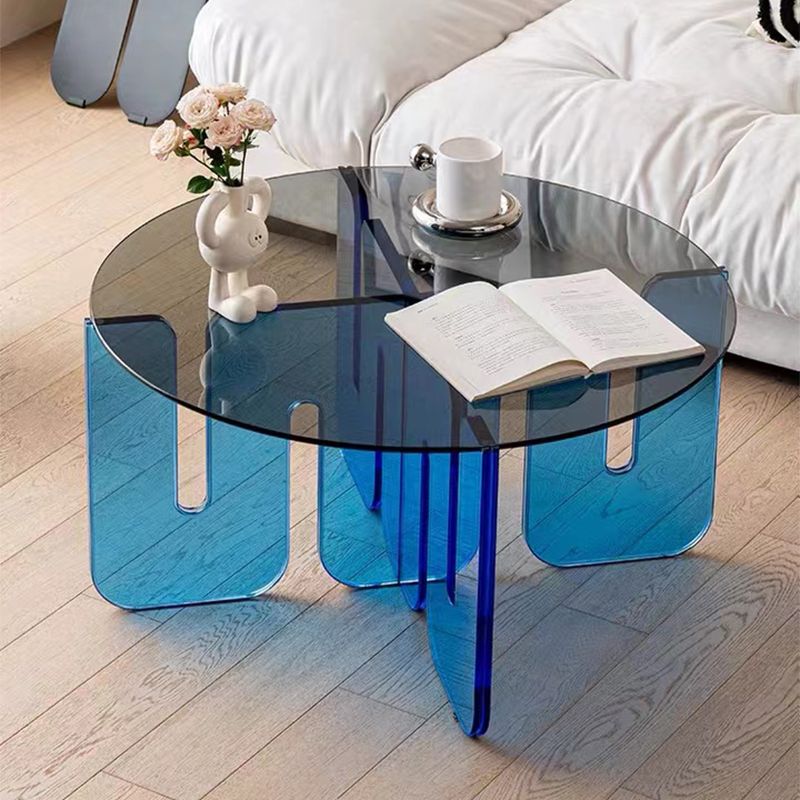 Abstract Coffee Table Modern Glass Top Coffee Cocktail Table