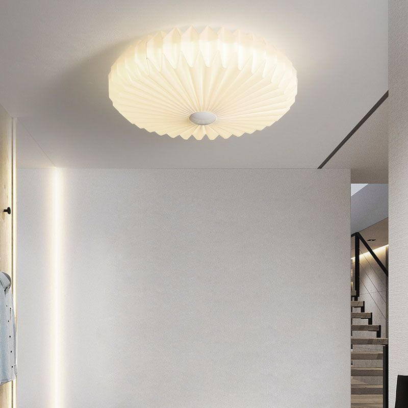 Single White Modernism Flush Mount Lighting Shaded Ceiling Light for Bedroom