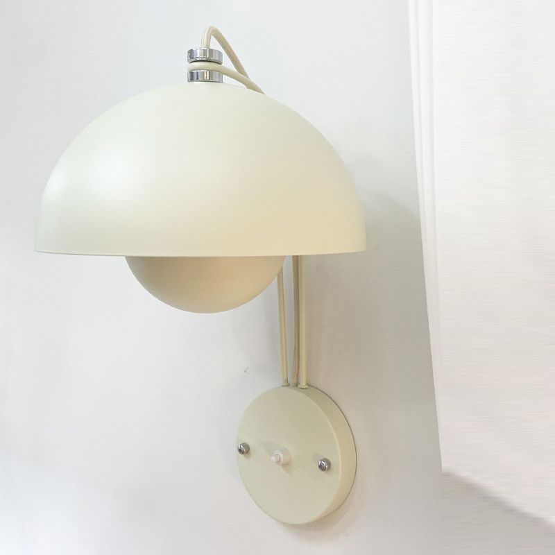 1-Light Wall Lamp Macaron Style Wall Mount Lamp with Metal Shade for Aisle