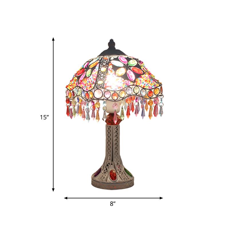 Bohemian mit einer Gekibeled -Tischbeleuchtung 1 Glühbirnen -Metall -Nachttisch Licht in Weiß/Rot/Gelb für Wohnzimmer