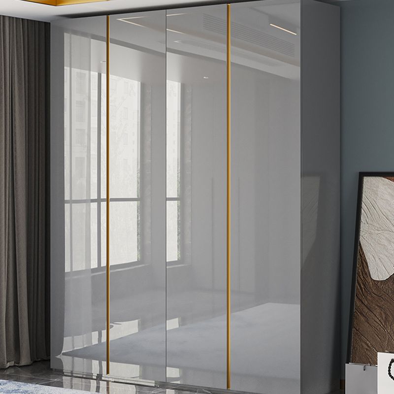 High Gloss Grey Storage Cabinet Modern Cabinet with Hinged Doors