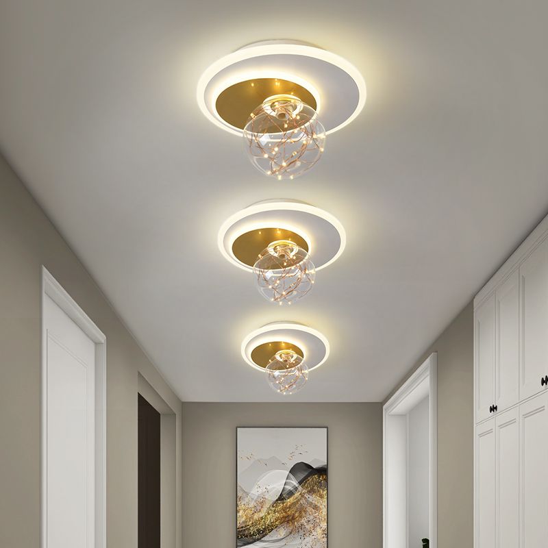 Modern Luxury Style Spherical Flush Mount Ceiling Light Fixtures Glass Ceiling Mount Chandelier