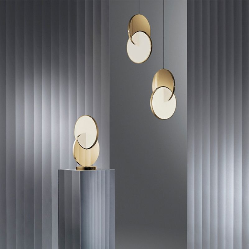 Double Round Shape LED Pendant Lamp Modern Minimalist Metal Hanging Lamp for Living Room