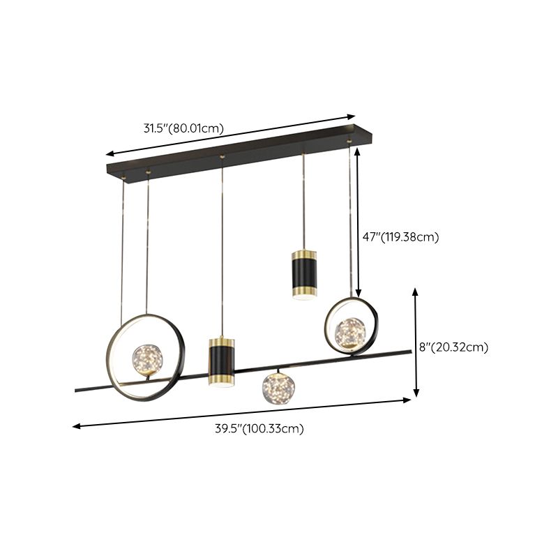 6/7-Light Contemporary Black Kitchen Island Lighting LED Ceiling Light for Bedroom