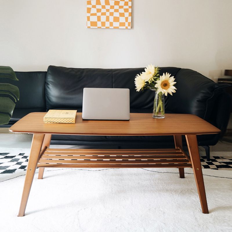Rectangular Wood Coffee Table Contemporary 4 Legs Cocktail Table