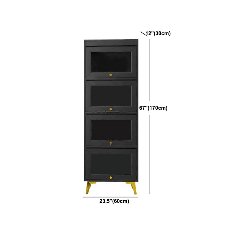 Modern 11.81" W Wooden Side Cabinet with Glass Doors in Black