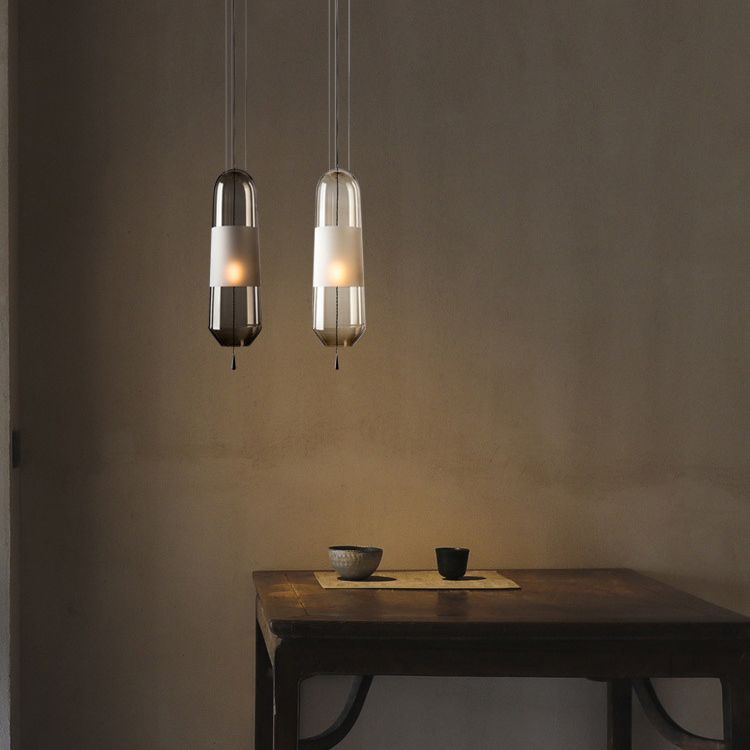 1 pendentif cylindrique léger moderne table de salle à manger en verre soufflé à la main