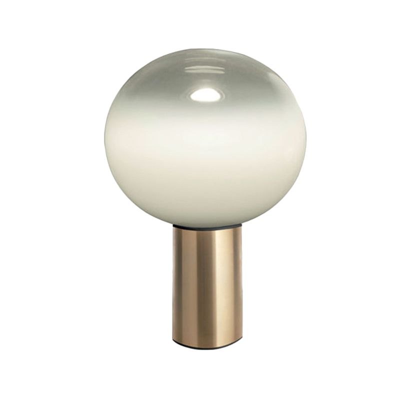 Global Table Light Contemporary White Glass 1 Bulb 6"/10"/14" Wide Brass Nightstand Lamp