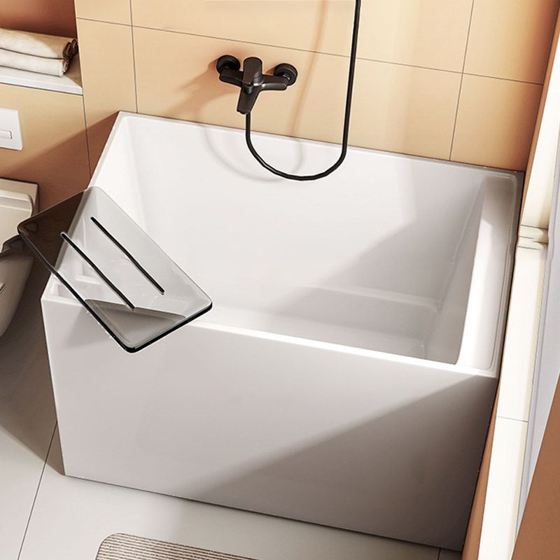 Modern Rectangle White Acrylic Bathtub Back to Wall with Drain Bath Tub