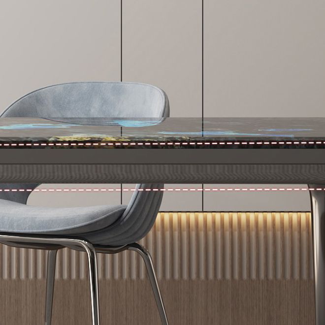 1/4/7 Pieces Modern Stone Top Rectangle Stainless Steel Base Dining Set for Home