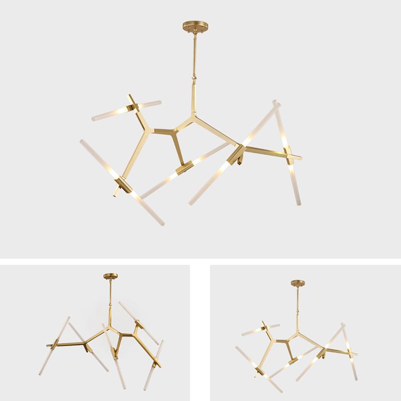 Acrylic LED Chandelier Modern Suspension Light in Gold for Living Room Dinning Room