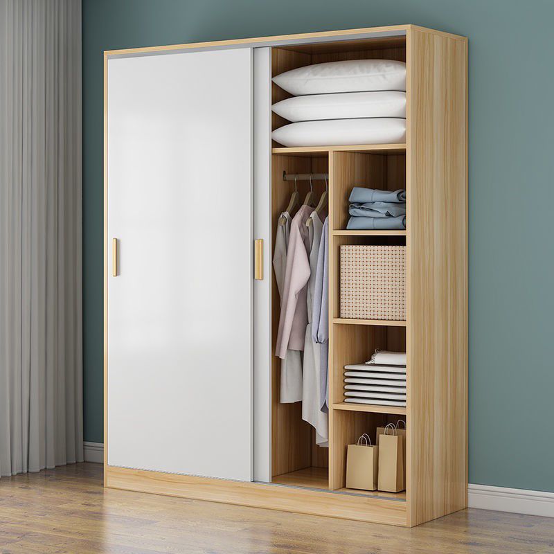 Engineered Wood Wardrobe Closet Modern Wardrobe Cabinet with Shelves