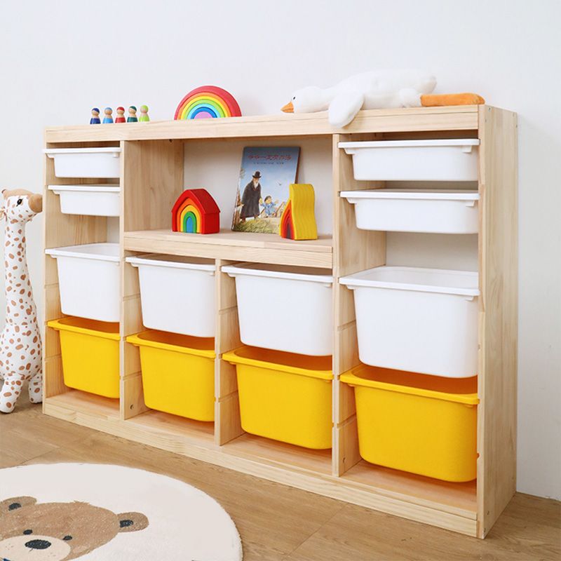 Scandinavian with Closed Back Kids Bookshelf Freestanding with Drawers