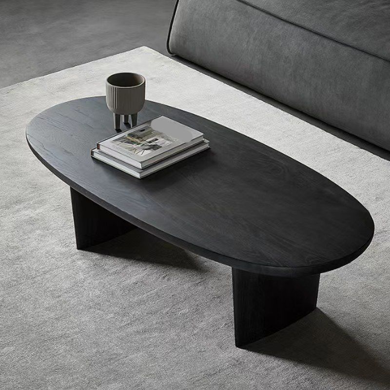 Modern Solid Wood Coffee Table Oval Sled Coffee Table for Living Room