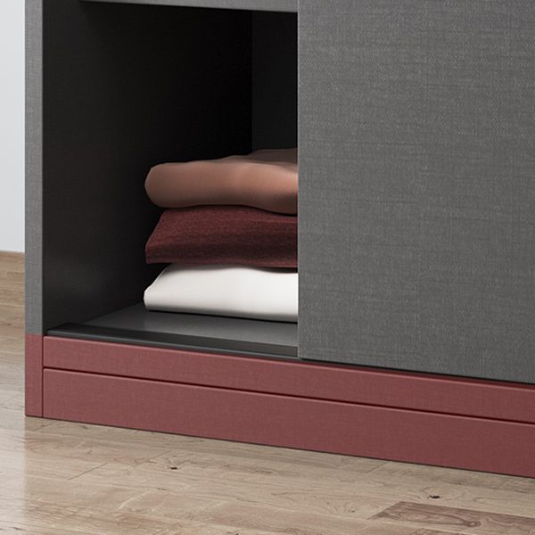 Modern Artificial Wood Wardrobe Armoire Freestanding Wardrobe in Black