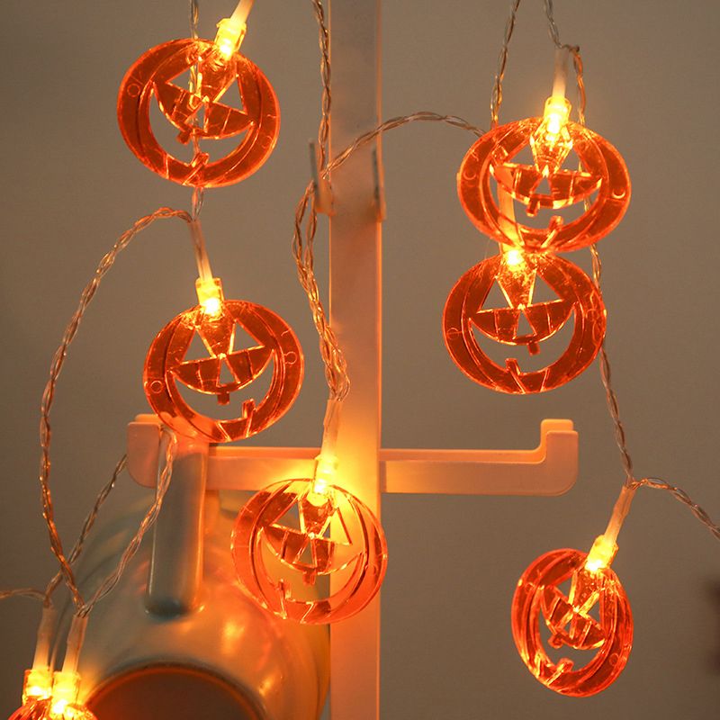 Pumpkin Shaped LED Fairy Lamp Artistic Plastic Courtyard Solar String Light in Black