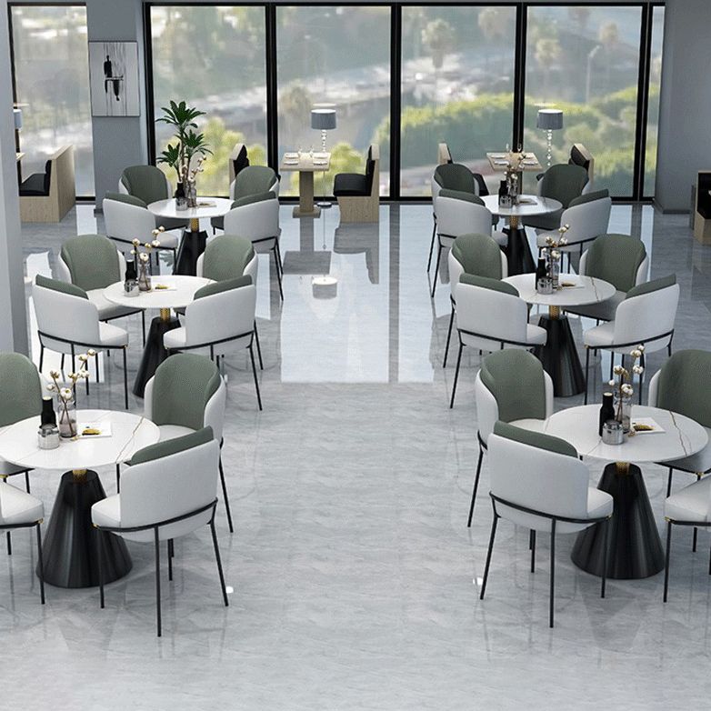 Gesinterde stenen eettafel moderne ronde eettafel met voetstukbasis