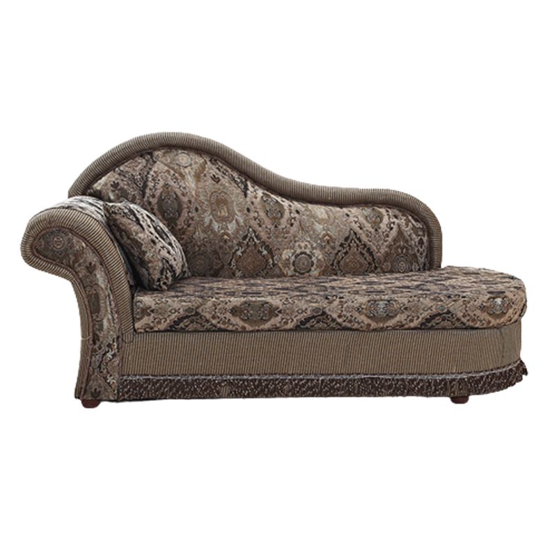Traditional One Armed Wooden Chaise Flared Arms for Living Room