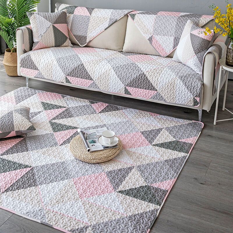 Comfort Living Room Rug Multi Color Geometric Printed Area Carpet Non-Slip Backing Washable Rug