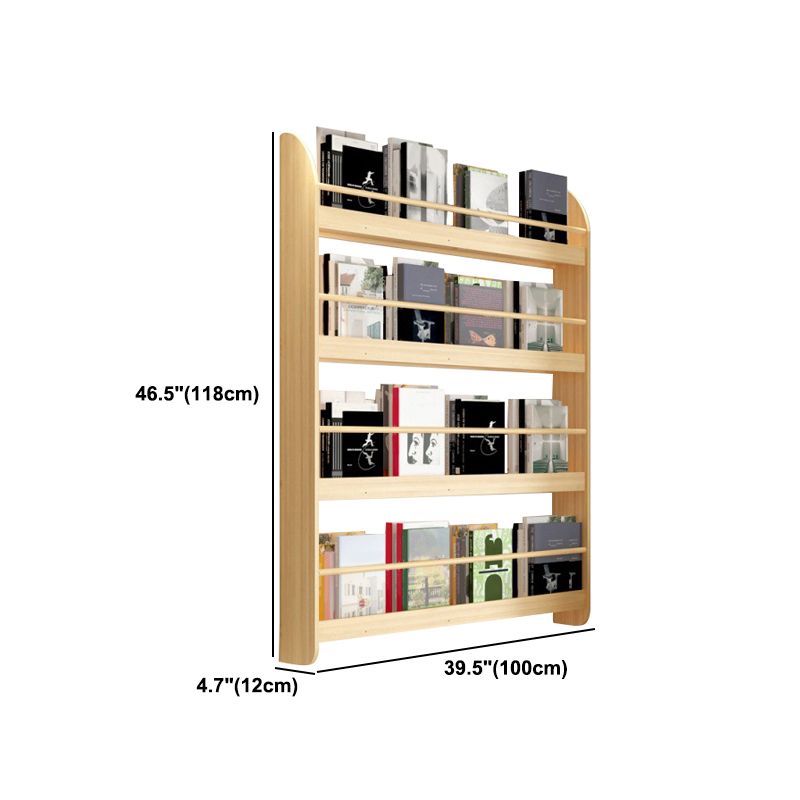 Contemporary Wall Unit Bookshelf Natural Pine Wood Bookcase for Bedroom
