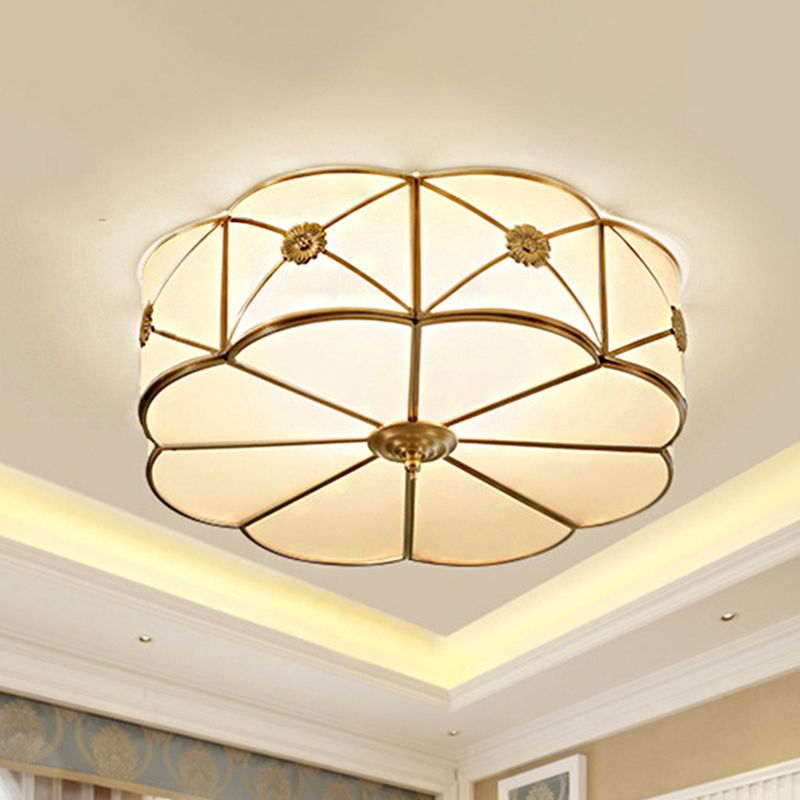 14 "/18" /23.5 " Wide 1 - Tiered Flush Mount Tradizionale White Glass Gold 3/4/6 Lampadine Monte Chandelier