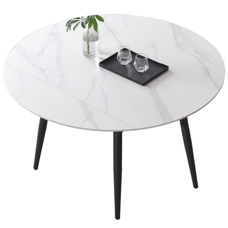 Modern Style Sintered Stone Dining Table White Round Home Table with 4 Legs
