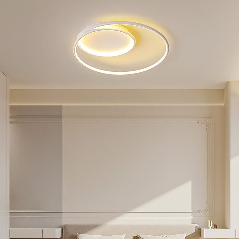 Single White Contemporary Flush Mount Lighting LED Unique Ceiling Light